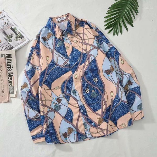 

selling summer hawaiian mens shirt long sleeve lapel beach holiday floral streetwear printed retro casual shirts1, White;black