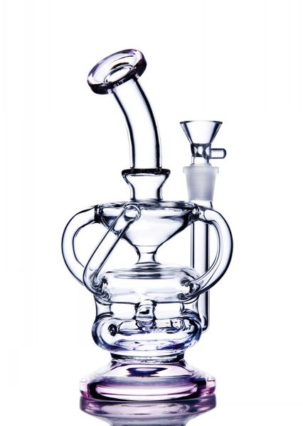 8.5inchs Klein Recycler Dab Rigs Hookahs Bongos de Água Fumar Cachimbo de Vidro Acessório para Fumar Waterpipe com Tigela de 14mm