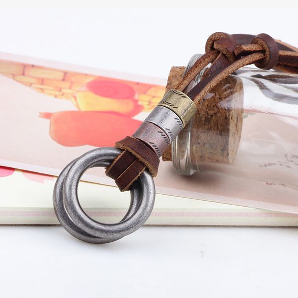 

pendant cowhide necklace leather rope accessories, Silver