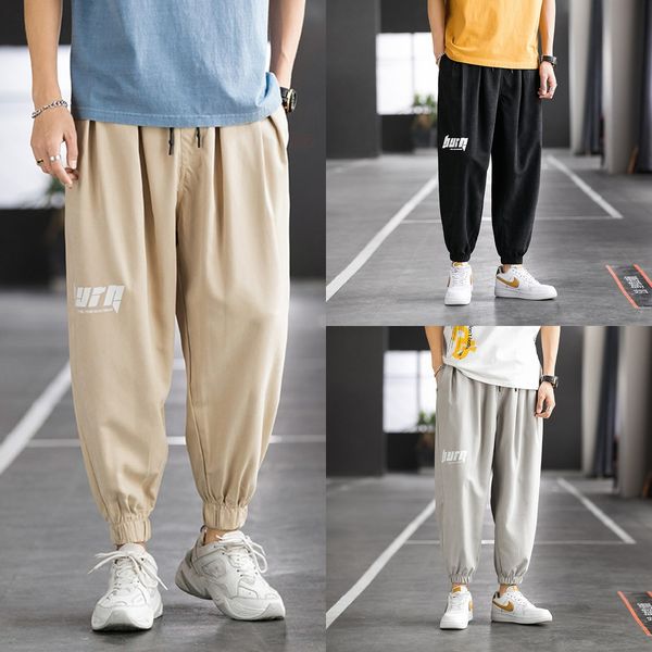 

2020 summer new trousers casual trend slim fit capris men's casual pants large men's pants youth ywnka, Blue