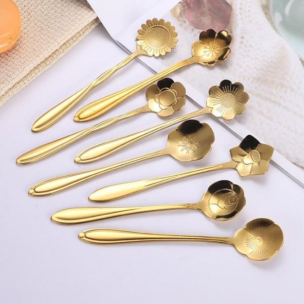 

shape creative tea coffee spoons stainless steel sugar ice cream lovely stirring teaspoons tableware dessert spoon dhc2592