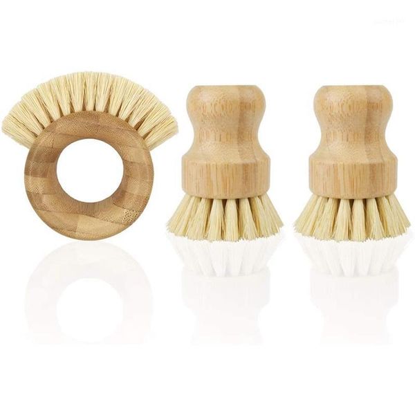 

3-piece bamboo tableware brush cleaning brush fruit and vegetable cleaning suitable for dishwasher cast iron pan, bathroom1