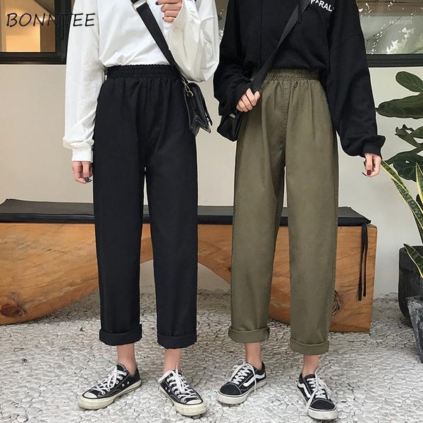 

jeans women spring summer trendy solid harajuku korean style all-match simple soft loose womens trousers1, Blue