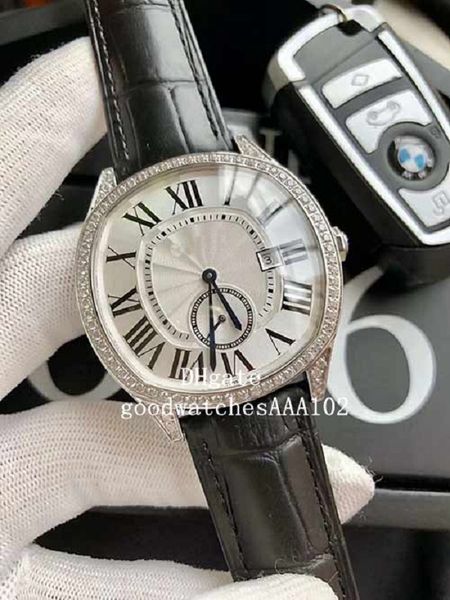 

version new version men's watch gs cal.1904-ps mc movement 40mm wgnm0003 mechanical transparent leather strap bands mens watch watches, Slivery;brown