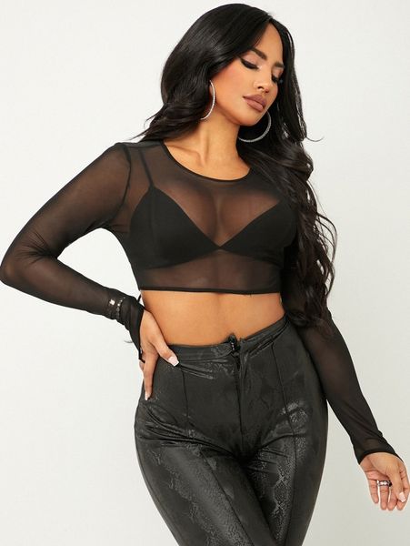 

mesh crop without bra g2nb#, White