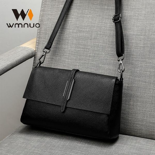 

wmnuo new shoulder messenger bag women simple real leather handbag ladies big capacity underarm portable bag 2 shoulder straps