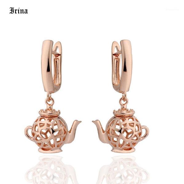 

585 rose gold earings fashion jewelry 2020 unique hollow cute teapot shape design earring for women jewellery wholesale1, Silver