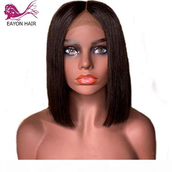 

eayon human hair bob lace front wigs for black women 13*4 brazilian hair wig straight short lace wig natural remy, Black;brown
