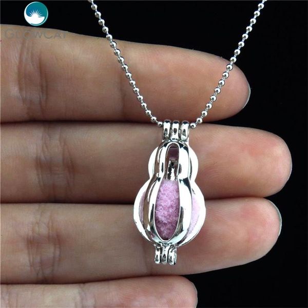 

k24 women silver cage gourd diffuser locket necklace aromatherapy steel 16" aroma essential oil diffuser locket bbyddq bdehome, Black
