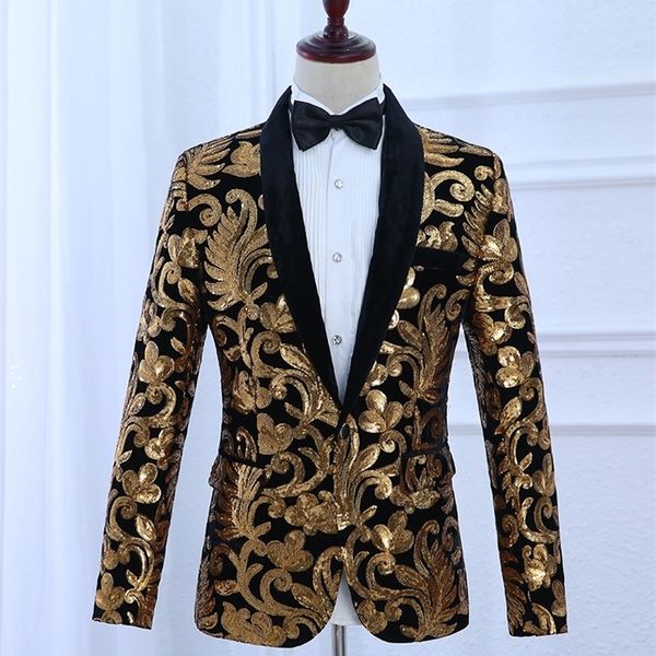 

mens black/grey golden embroidery sequined golden leaf tuxedo jacket/stage performance jaceket with pants 201106, White;black
