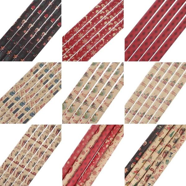 

5 sheets christmas wrapping paper gift present bag packaging handmade wrap decor