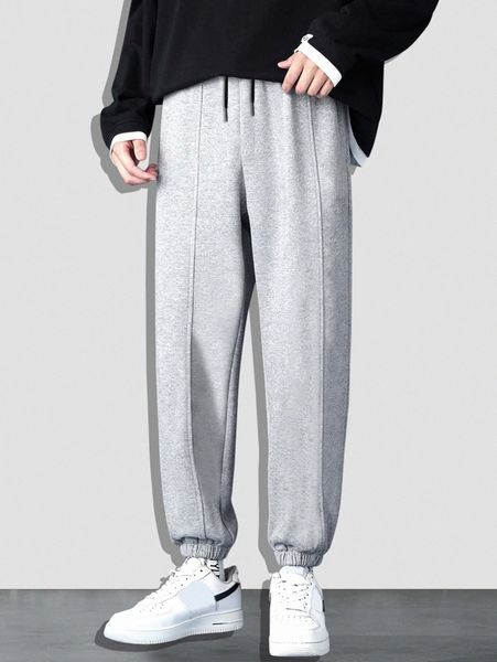 

men seam detail drawstring waist sweatpants f5ma#, Black