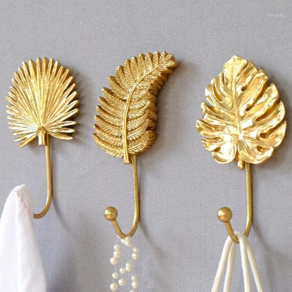 

hooks & rails american luxurious living room entrance porch key bag hook leaf wall hanging ornament coat hanger clothing store r27791