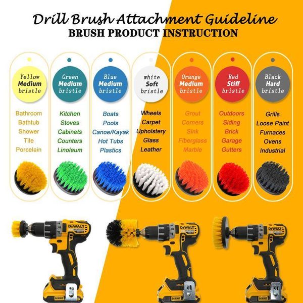 

4pcs drill kit scrubber brush set electric drill brush for shower bathroom car leather plastic wooden furniture clea sqcplu