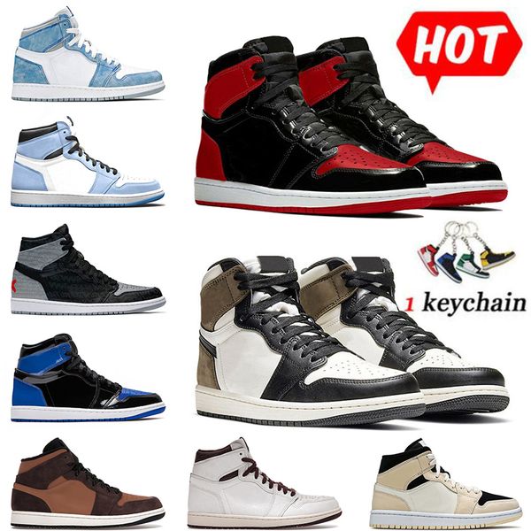 

jumpman 1 1s high og basketball shoes designer women men trainers 1s bred patent royal university blue dark mocha brotherhood sneakers sport