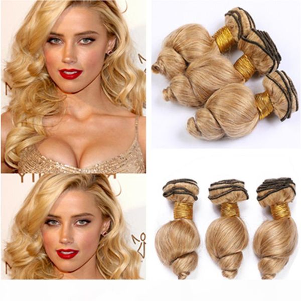 

honey blonde peruvian wavy human hair bundles pure 27 virgin hair extensions light brown loose wave human hair weave wefts mixed length, Black;brown