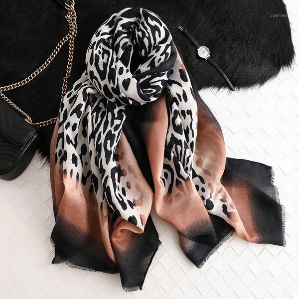 

scarves women leopard print cotton scarf shawls for winter foulard femme long soft gradient color warm wraps scarves1, Blue;gray