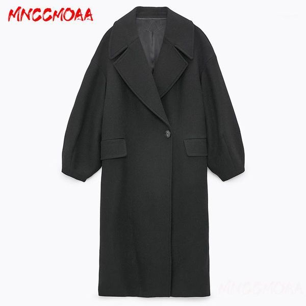 

2020 winter fashion black woolen coat women casual solid loose long jacket outwear female oversize elegant overcoats ladies1