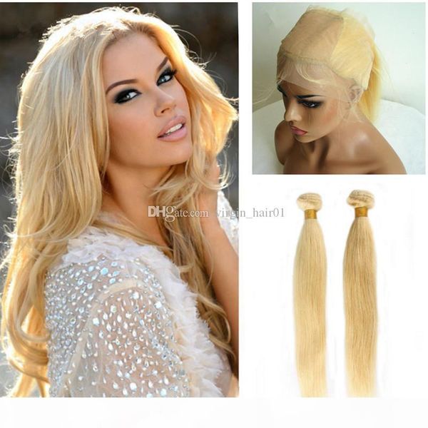 

silk base 360 lace frontal with bundles #613 blonde 360 lace frontal closure with 4*4 silk closure 22.5*4*2 straight human hair, Black;brown