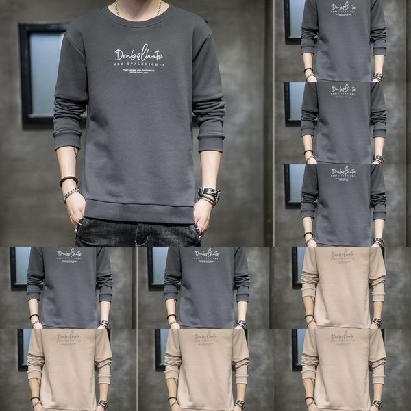 

zktd3 men's pullover 2020 spring and autumn new trend fashion sweater sweater casual men's long round neck wear sleeve slim fittin, Black