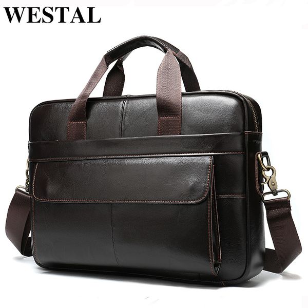 

westal porte document briefcase men's genuine office bags for men leather lapbag business handbag 1115