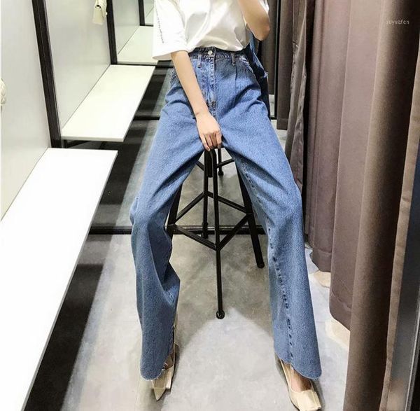 

vintage fashion women high waist jeans classic blue casual wide-leg pants boyfriend street straight jeans woman1