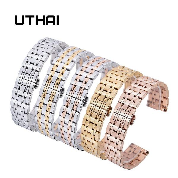 

uthai s01 металла браслет ремешки для наручных часов женщин 20mm часы ремешок серебра способа твердая из нержавеющей стали роскошные 22mm ча, Black;brown