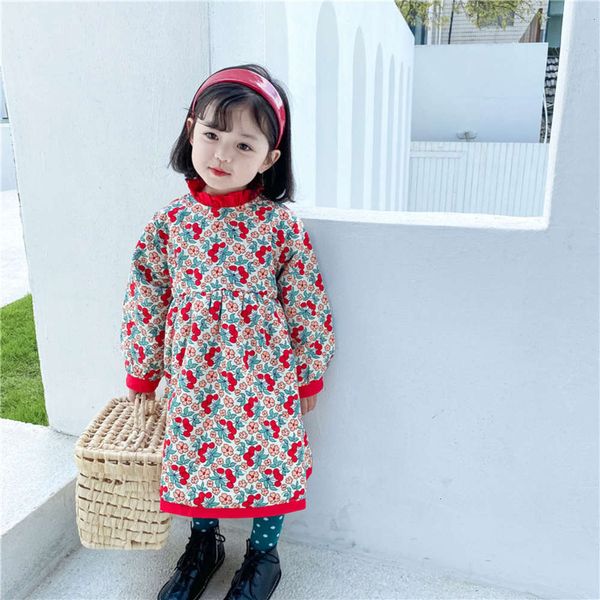 

idyllic cotton padded - and thickened girl's red floral drs 9dmr, Red;yellow