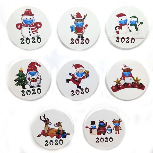 

dhl ship 100pcs fridge magnets ceramics 2020 snonman santa deer christmas celebrity party favors for home decor fy4312