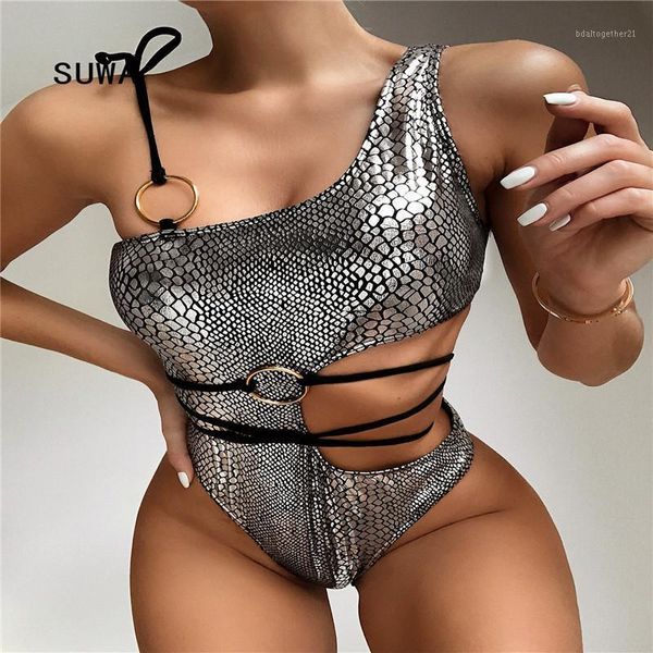 

women's jumpsuits & rompers europeans fashion women hollow-out push up bikini bodysuit 2021 summer beach wear spaghetti strap bathing s, Black;white