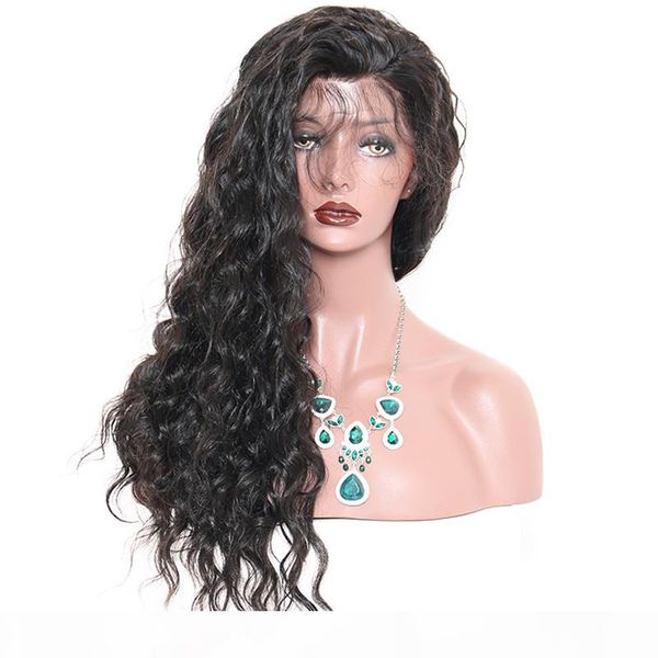 

deep wave full lace human hair wigs brazilian 130% density remy pre-plucked with baby hair for black woman, Black;brown