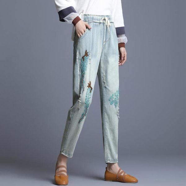 

quality 2020 summer leisure temperament korean women's high waist large jeans, Blue