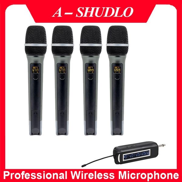 

microphones minsen pro-17 4 handheld uhf frequencies dynamic channels wireless microphone for karaoke system
