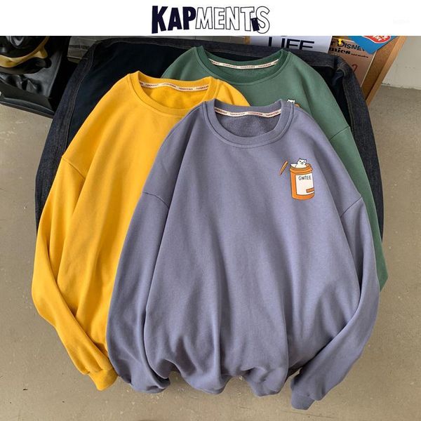 

kapments oversized hip hop harajuku hoodies 2020 mens streetwear pullover sweatshirts couple long sleeve korean 7 colors clothes1, Black