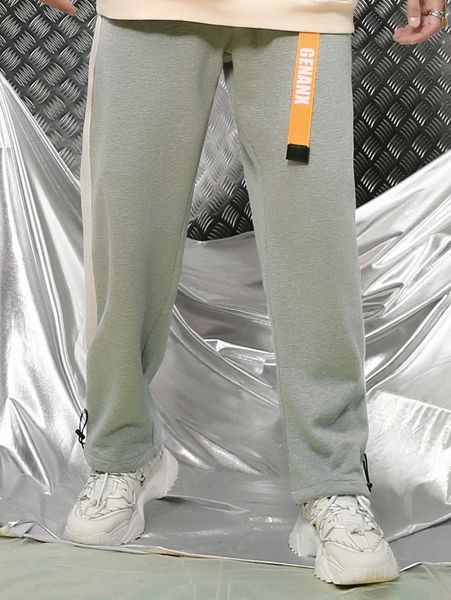 

men letter graphic patch detail contrast side seam sweatpants d1vl#, Black