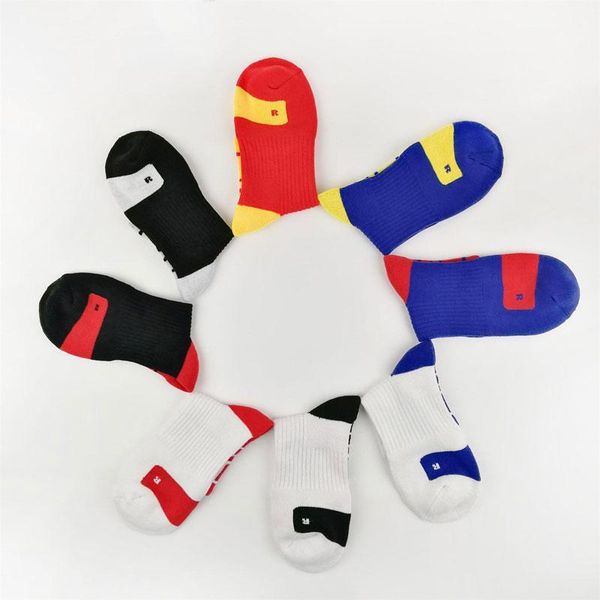 

polyester towel bottom socks spring and summer mid tube breathable sweat socks bicolor anti-odor and anti-friction1, Black;white