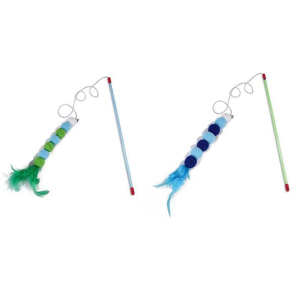 

1pc pom pom cat wand toy interactive funny cat feather teaser kitten teaser toy with bell pet qyllpp