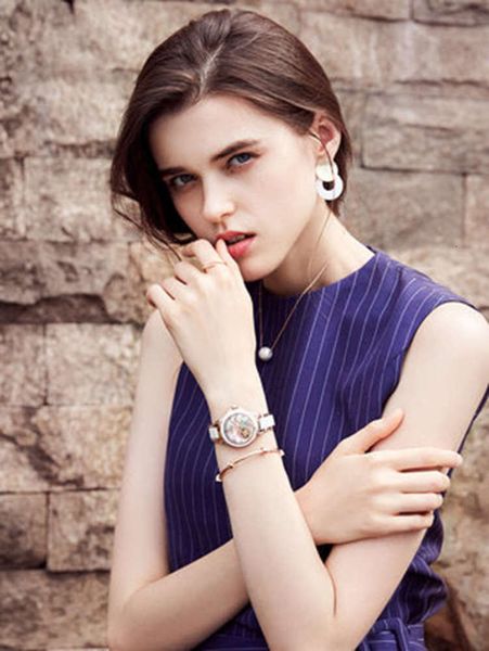 

fashion women's watch mechanical new watch waterproof ceramic watch simple temperament of women in 2019, Slivery;brown