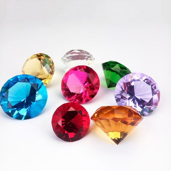 

40mm 50mm 60mm 1pcs mix color crystal paperweight glass diamond shape art craft material decorative gifts