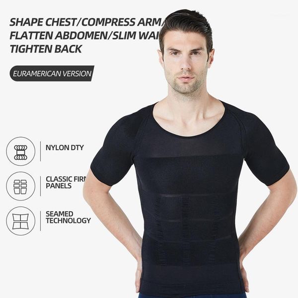 

running jerseys be-in-shape men's slimming vest body shaper corrective posture belly control compression shirt chest tummy corset1, Black;blue
