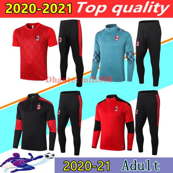 

20 21 milan ibrahimovic piatek paqueta soccer tracksuit jacket survetement 2020 2021 theo kaka calhanoglu ac football training suit jogging, Black