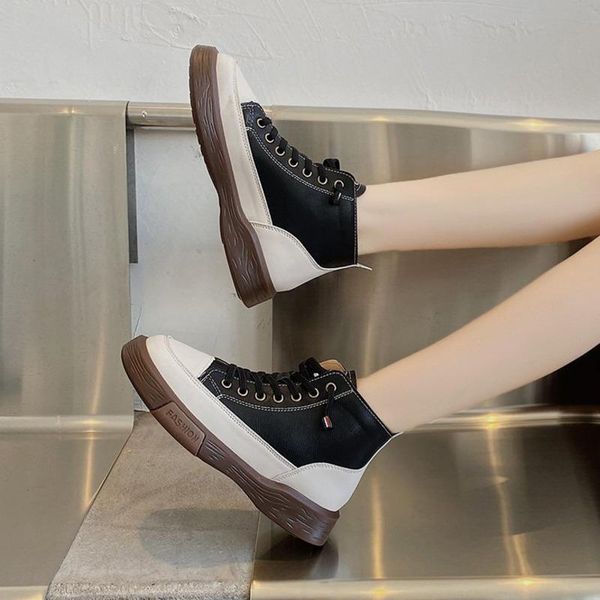 

2021 winter fashion padded boots women platform ankle boots female sport trainers leather plush shoes new woman chunky sneakers, Black