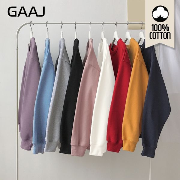 GaAJ 100 Algodão Homens Sueter Mulheres Crewneck Pullover com Pocket Streetwear Marca Roupa Casual Tracksuit Camisolas Rosa 201027