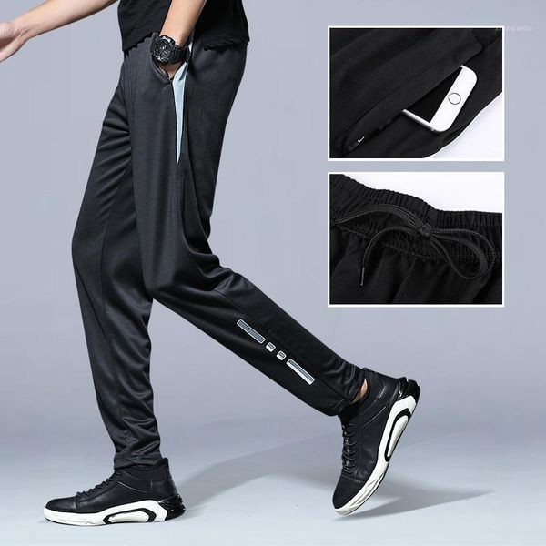

men running pants athletic football sports pants soccer pant training loose sport legging jogging gym trousers zip pocket1, Black;blue