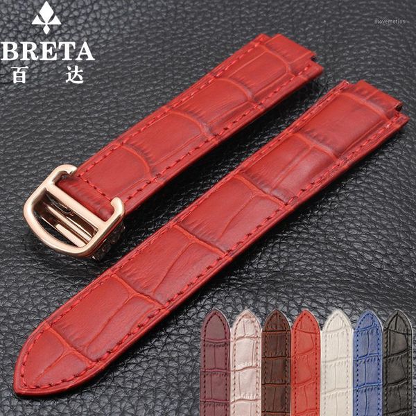 

18-11mm 20-12mm 22-14mm embossed leather strap for ballon bleu de car black brown men's and women's bracelet butterfly buckle1