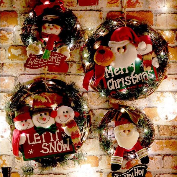 

door man christmas hanging snow wreath santa rattan vine ring wall flower garland xmas decoration sea shipping dhc1517 gbjr