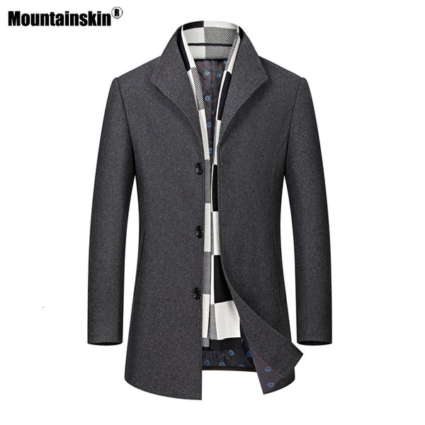 

mountainskin men's woolen coat thick windproof scarf cotton wool long jacket winter autumn casual warm outwear male mt002