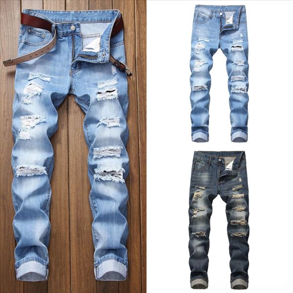 

pstov men's straight pants korean autumn hole harem new man black jeans dener casual jeans mans man collage hip hop korean