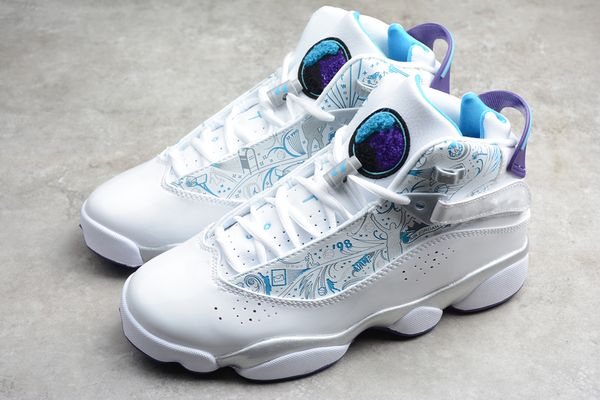 

white print blue men 6 rings basketball shoes 6s rare vintage champion pack sliver wolf white blue fashion boys sports trainers sneakers, White;red