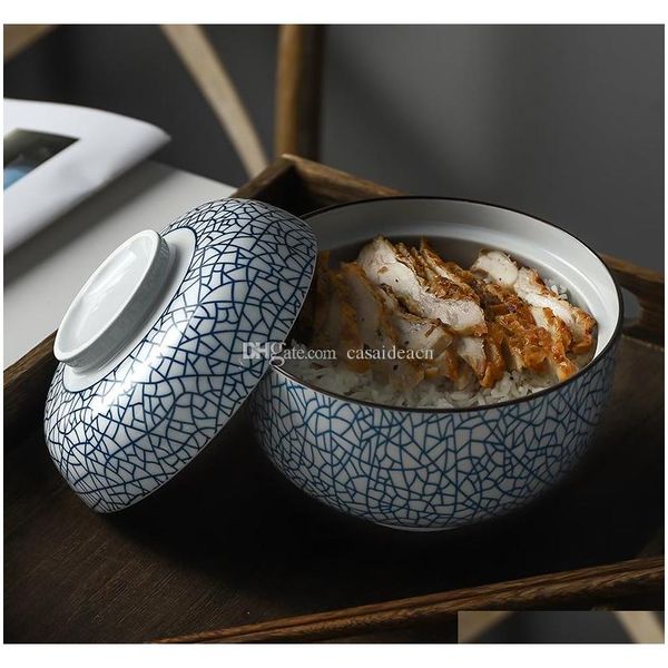 

zen spirit japanese bowl with lid for rice noodle soup vintage underglaze handmade ceramic bowls stew tu sqcvfn dh_seller2010